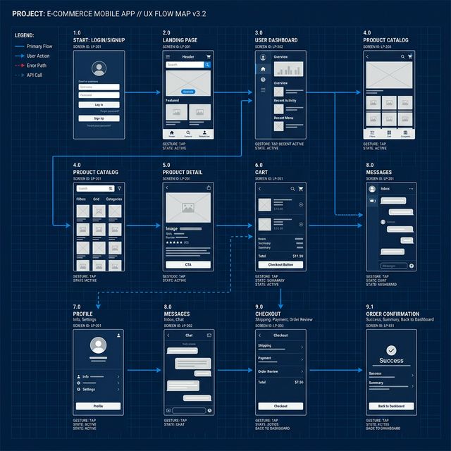 Wireframe et architecture technique rigoureuse pour la conception UX/UI d'une interface web moderne