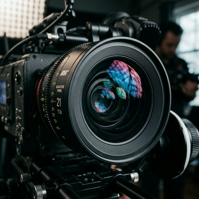 Objectif de caméra professionnelle utilisé pour la création de contenu vidéo et photo haut de gamme