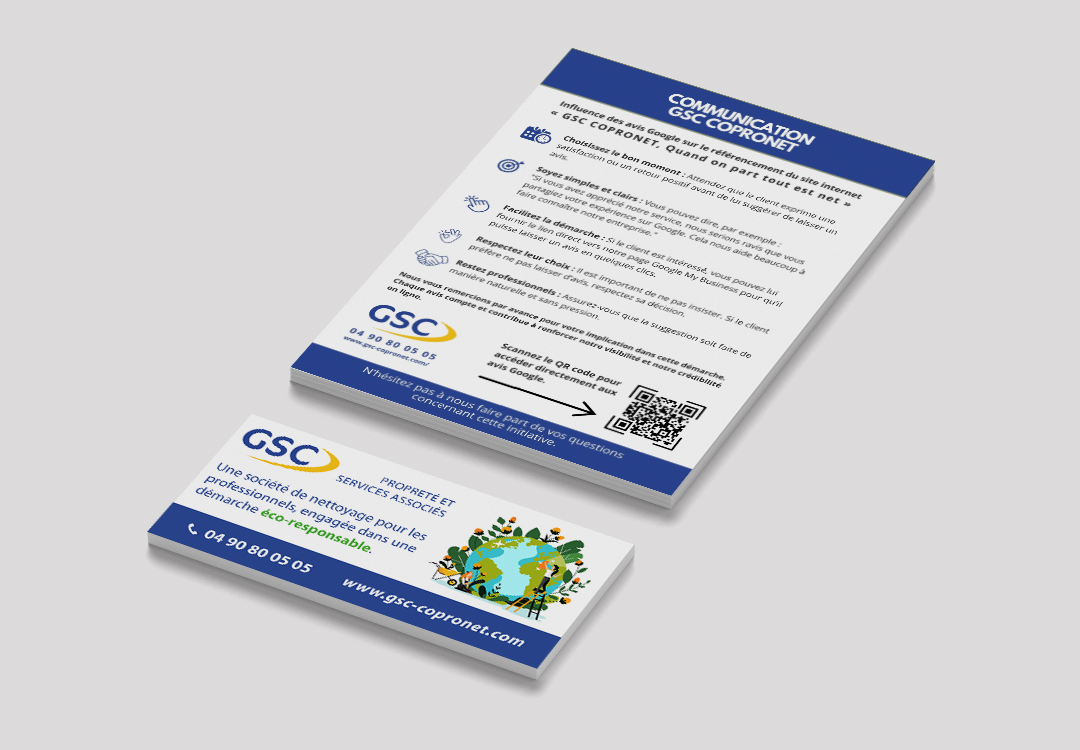 Photo montrant deux supports print réalisés pour la société GSC Copronet